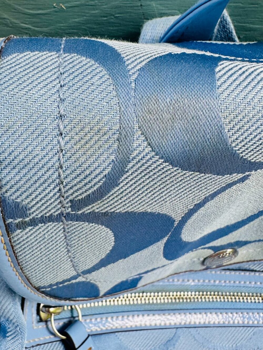 Coach Kyra Daisy Signature Backpack Blue Jacquard Flower Charm F16556 Rare Y2K - Picture 8 of 16